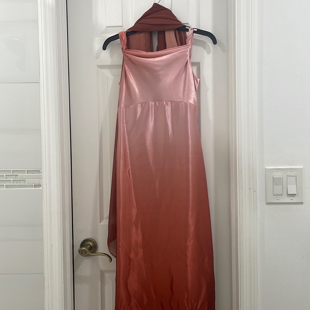 Glamorous one of a kind dress in shades of terracotta, pink, red size small